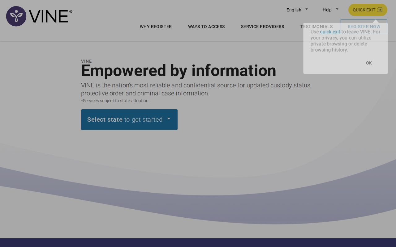 VINELink interface for checking Wilkes County custody records