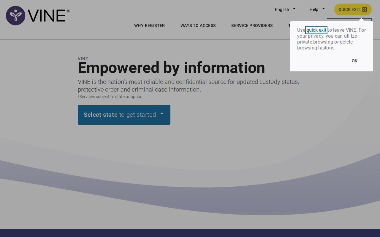 Public VINE portal for Wilkes County custody records and alerts
